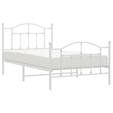 Metal Bed Frame without Mattress with Footboard White 100x190cm 353500