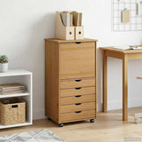 Rolling Cabinet Honey Brown 53 x 39 x 103 cm Solid Pine Wood 42028368