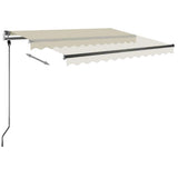 Freestanding Manual Retractable Awning 350x250 cm Cream 3069717