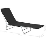 ZNTS Folding Sun Loungers 2 pcs Steel and Fabric Black 44300
