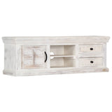 ZNTS TV Cabinet White 120x30x40 cm Solid Mango Wood 249869