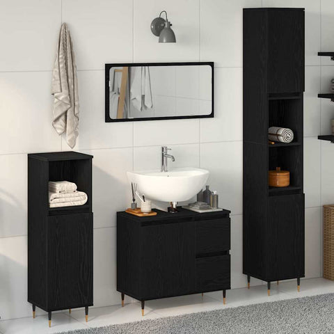Bathroom Furniture Set 3 pcs Black Oak 30 x 30 x 190 cm 3333096