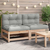 Garden Sofas Armless with Cushions 2 pcs Solid Wood Pine 838085