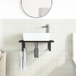 Basin Shelf Wall Mounted Steel and Solid Wood Oak 3302581