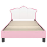 Children's Bed Frame with Headboard Pink 90 x 190 cm PU 42011082
