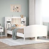 Bookcase Bed without Mattress White 135x190 cm Double Solid Wood Pine 3323153