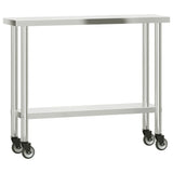 Kitchen Work Table with Overshelf 110x30x150 cm Stainless Steel 3208905