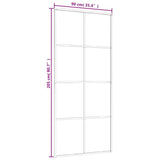 Sliding Door ESG Glass and Aluminium 90x205 cm White 151672