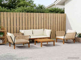 5 pcs Solid Acacia Wood & Rope Natural 3407776