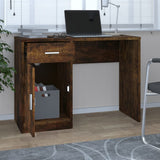 Desk with Drawer&Cabinet Smoked Oak 100x40x73 cm Engineered Wood 342656