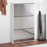 Shoe Cabinet 3-Layer Mirror White 63x17x102.5 cm 243048