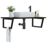 Basin Shelf Wall Mounted Steel and Solid Wood Oak 3302663