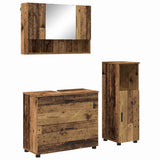 Bathroom Furniture Set 3 pcs Old Wood Engineered Wood and Metal 3393031