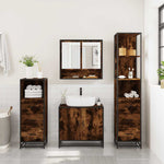 ZNTS 4 Piece Bathroom Furniture Set Smoked Oak Engineered Wood 3301277