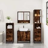 4 Piece Bathroom Furniture Set Smoked Oak Engineered Wood 3301277