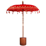 Balinese Parasol with Base 260 190 x 190 x 295 cm Red and Brown 3433024