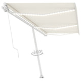 ZNTS Manual Retractable Awning with LED 600x350 cm Cream 3069682