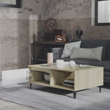 Coffee Table White and Sonoma Oak 90x60x35 cm Engineered Wood 806009
