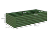 Raised Beds for Garden, Galvanised Steel Outdoor Planters with Multi-reinforced Rods, 180 x 90 x 59 T3398P315948
