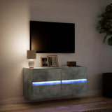 TV Wall Cabinet with LED Lights Concrete Grey 100x31x45 cm 852295