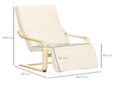 Wooden Lounging Chair Deck Relaxing Recliner Lounge Seat with Adjustable Footrest & Removable T3398P328107