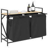 Laundry Basket 2 Compartments with Shelf Sonoma Oak 859076