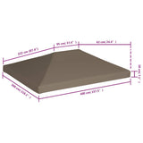 Gazebo Top Cover 310 g/m 3x4 m Taupe 46623