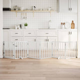 Dog Gate with Door Foldable 6 Panels White 300 cm Poplar Wood 352181