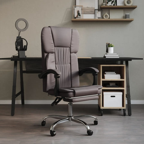 ZNTS Reclining Office Chair Grey Faux Leather 349797