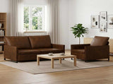 Sofa Set 2 pcs Brown Faux Suede Fabric 3433122