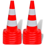 10 Reflective Traffic Cones Red and White 50 cm 141818