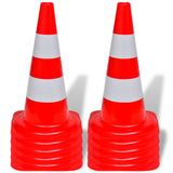 10 Reflective Traffic Cones Red and White 50 cm 141818