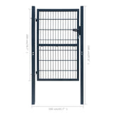 Fence Gate Steel 100x200 cm Anthracite 142027