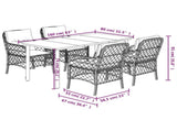 5 Piece Garden Dining Set with Cushions Grey Poly Rattan 3212190