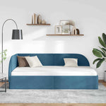 Corner Bed Frame with Headboard Blue 80 x 200 cm Velvet 42016625