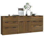 3 Piece Sideboards Brown Oak Engineered Wood 3115803