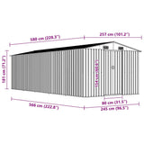 Garden Shed 257x580x181 cm Metal Grey 143353