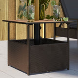 Garden Table with Parasol Hole Brown 55x55x46.5 cm Poly Rattan 364118