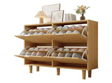 4-Drawer Narrow Rattan Shoe Cabinet, Farmhouse Slim Shoe Storage Cabinet, Space-Saving Storage for N896P437306O