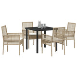 Garden Dining Set with Cushion 5 pcs Beige Poly Rattan 3379892