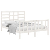 Bed Frame without Mattress White Solid Wood 140x190 cm 3105906