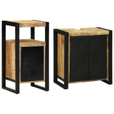 Bathroom Furniture Set 2 pcs Brown and Black Solid Mango Wood 3305600