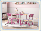 Height Adjustable Toddler Table and Chair Set, 3-Piece Children Activity Table w/ 2 Chairs for T3398P379033