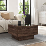 Coffee Table with LED Brown Oak 50x50x30 cm Engineered Wood 847510