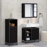 Bathroom Furniture Set 3 pcs Black Oak Engineered Wood 3402452