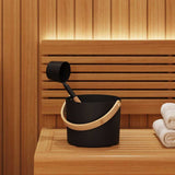 Sauna Accessory Set 2 pcs Black Aluminium and Solid Pine Wood 42023426