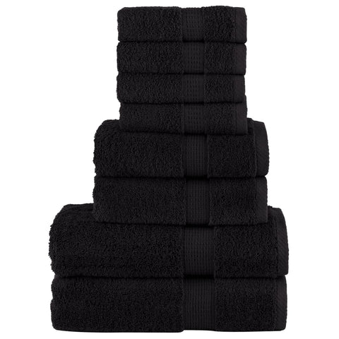 8 Piece Premium Towel Set SOLUND Black 600 gsm 137548