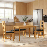 Dining Set 4 pcs Black Solid Oak Wood 3430307
