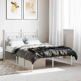 Metal Bed Frame without Mattress with Headboard White 120x190cm 374385