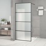 Walk-in Shower Wall Black 90x195 cm Frosted ESG Glass 152131